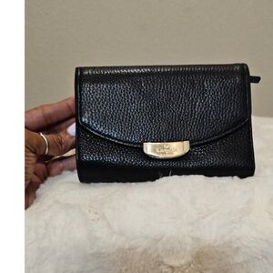 Kate Spade Black Pebble Leather Trifold Wallet
